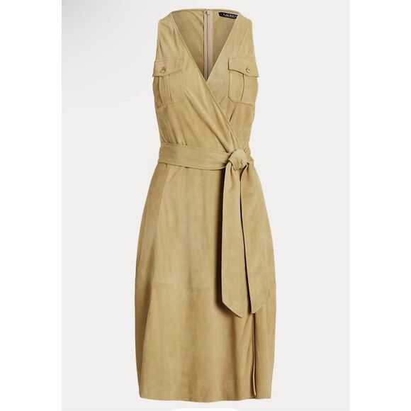 Lauren Ralph Lauren Dresses & Skirts - LAUREN RALPH LAUREN Belted 100% Goat Suede Sleeveless Dress Size 6 NWT